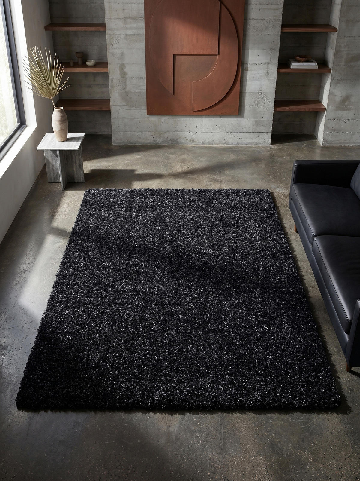 HOCHFLORTEPPICH RHEIN, einfarbig, aus Polypropylen, Anthrazit, 120 x 170 cm - Anthrazit, Textil (170/120cm) - KADIMA DESIGN