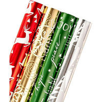 GESCHENKPAPIER 4 Rollen Set 76 cm x 305 cm Metallic Glanz Weihnachtsmotive - Multicolor, Papier (4/76/15cm)