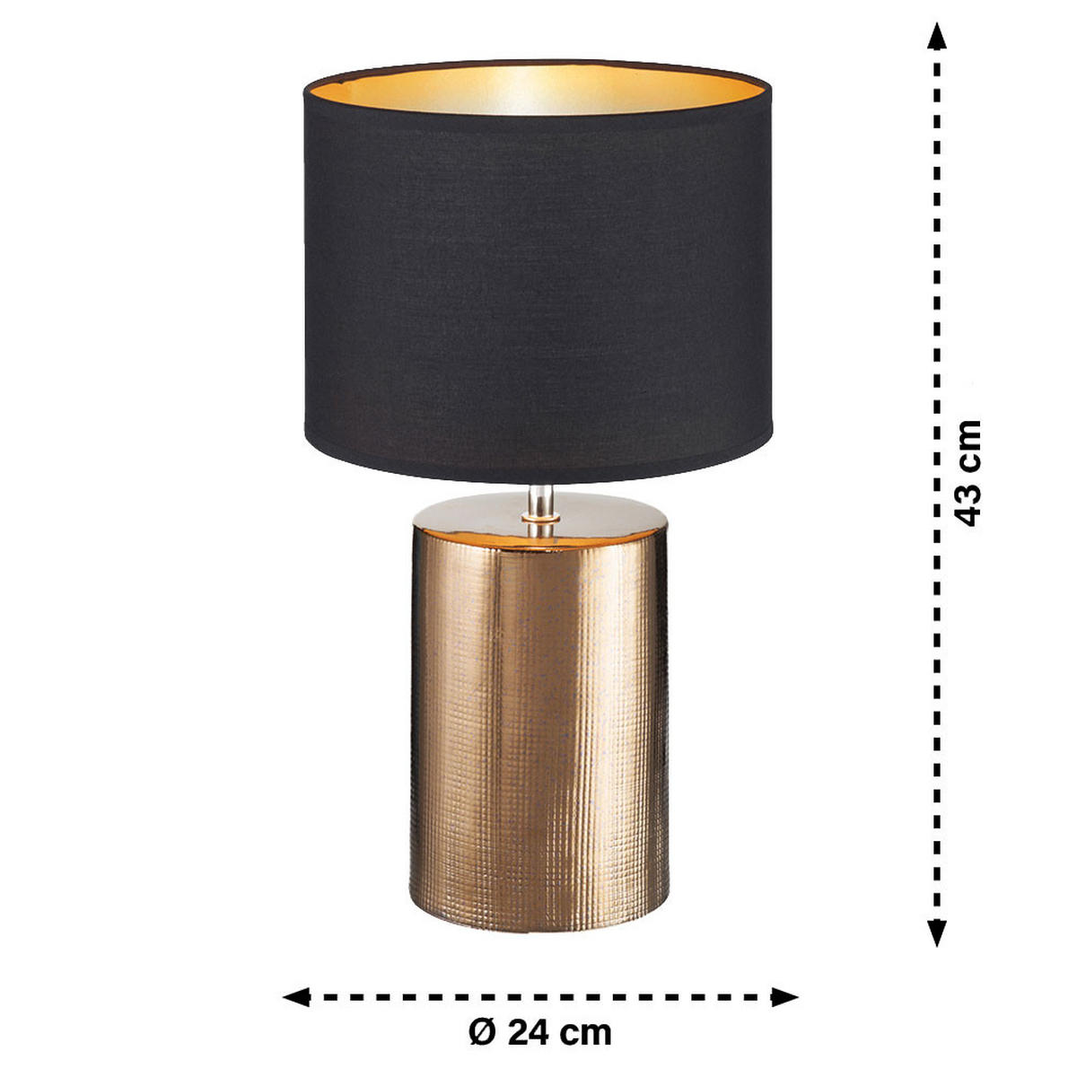 TISCHLEUCHTE LED Keramik Bronze - Bronzefarben, Textil (24/24/43cm)