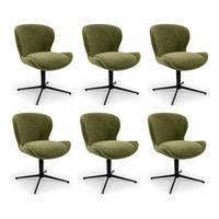 STUHL-SET 6 Stück in Webstoff Grün - Schwarz/Grün, Textil/Metall (57/83/63cm) - Furnhouse