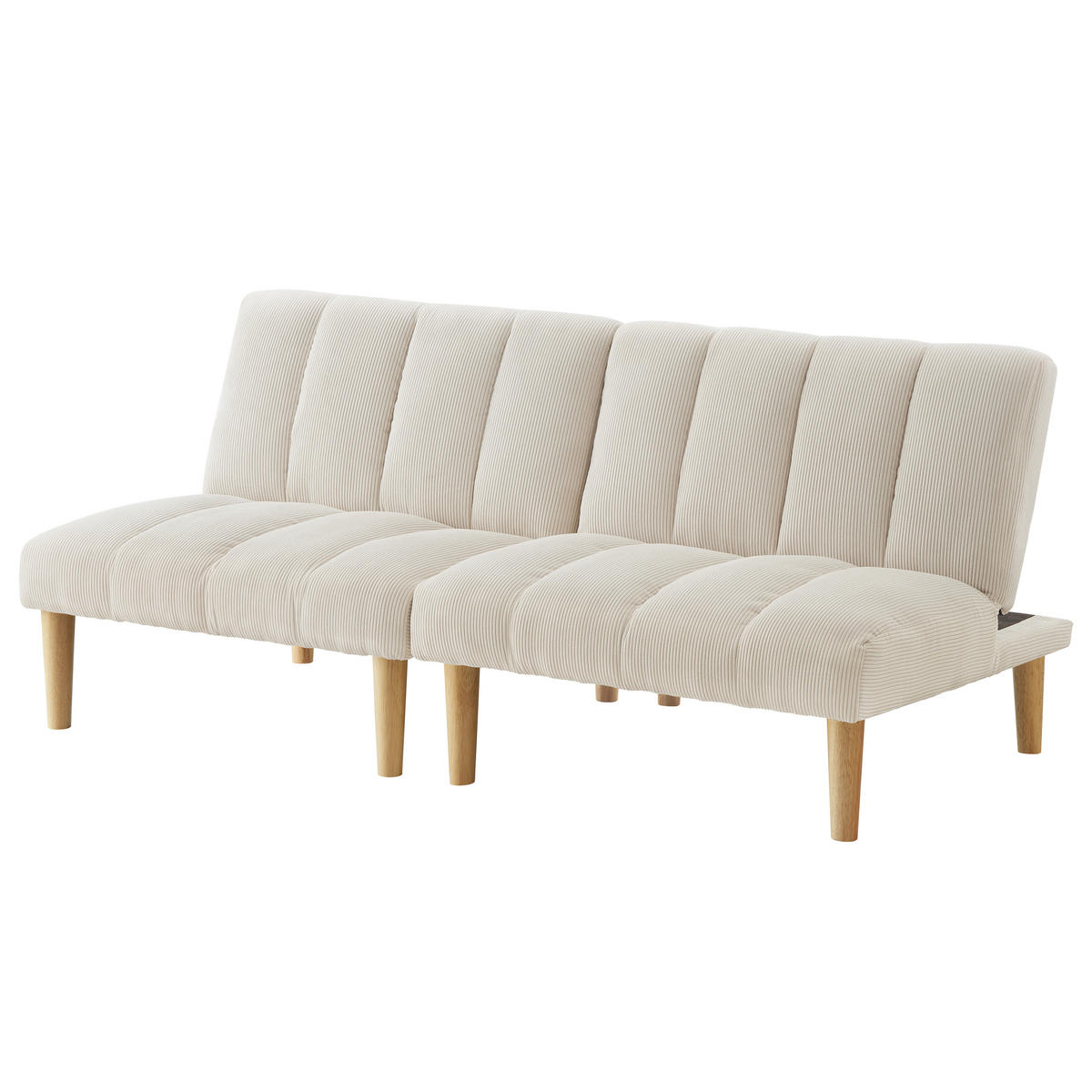 SCHLAFSOFA aus beigem Cord, klappbar und mit verstellbarer Rückenlehne - Beige, Textil (167/72/82cm) - Urban Meuble