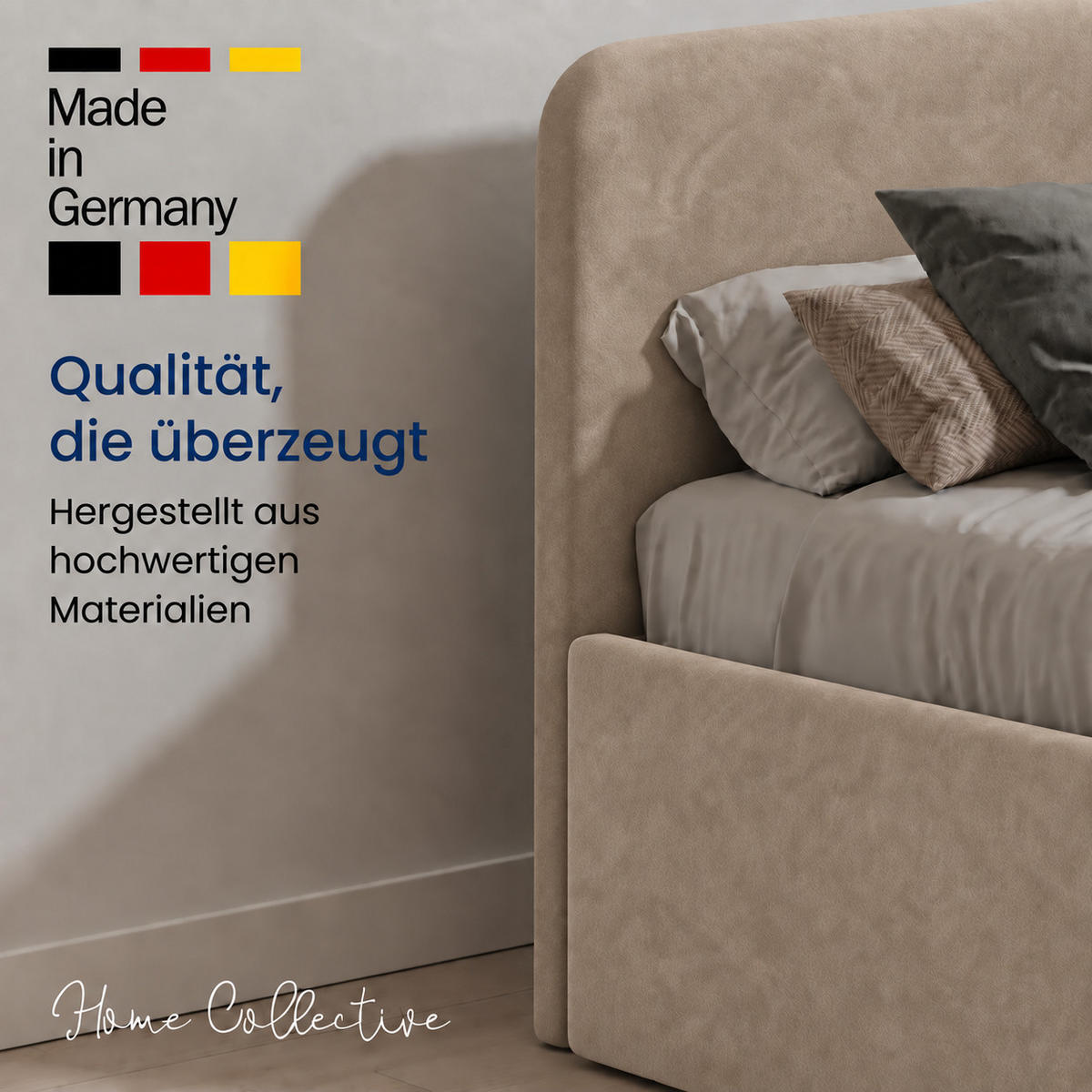 POLSTERBETT 200x200 cm Microvelours in Sand - Sandfarben, Textil (200/200cm) - Home Collective