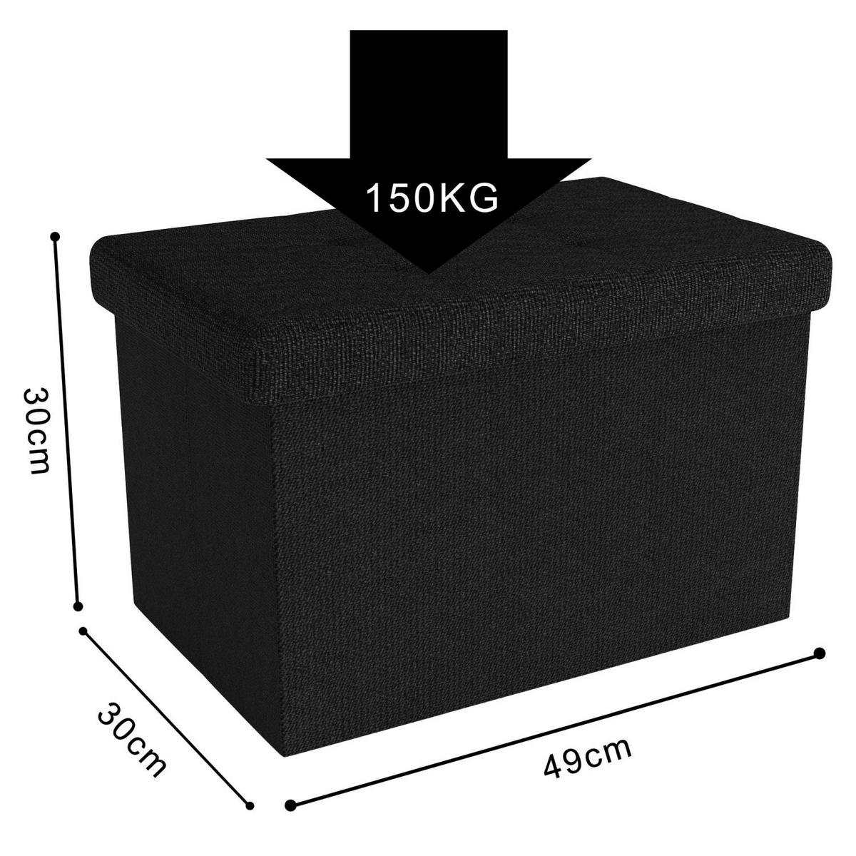 SITZBOX Faltbar mit Stauraum 49/30/30 cm (Schwarz) - Schwarz, Textil (30/30/49cm) - Intirilife