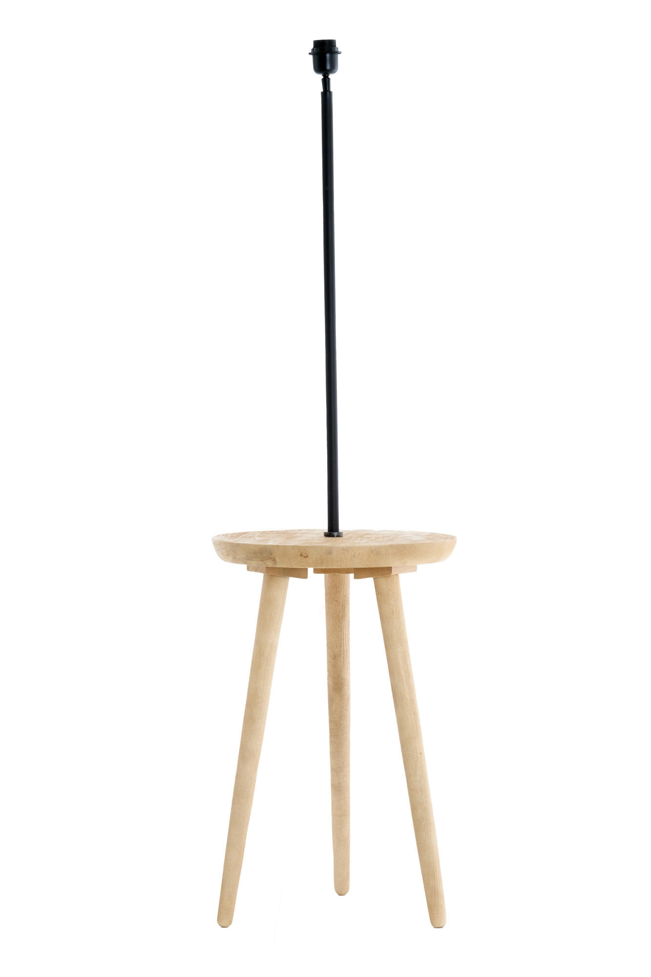 BEISTELLTISCH mit Leuchte Tolfa Braun Ø40/135 cm - Braun, Holz (40/40/135cm) - Light & Living