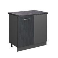 ECKUNTERSCHRANK R-Line Schwarz Beton 86 cm AP Anthrazit - Anthrazit/Schwarz, Holzwerkstoff (86/81.6/60cm) - Vicco