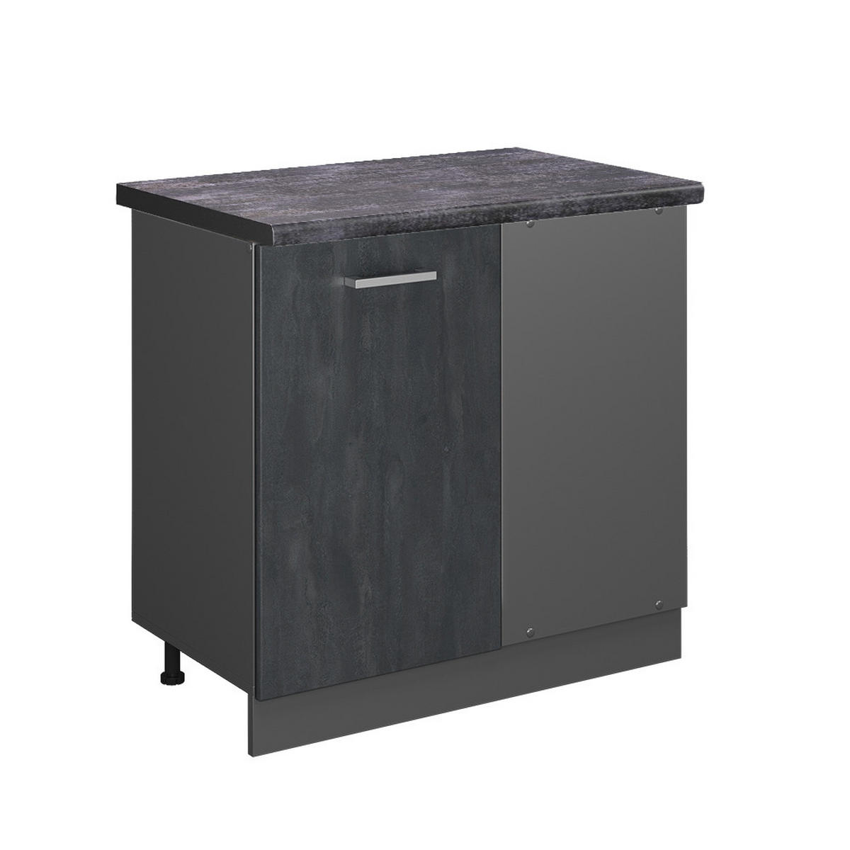 ECKUNTERSCHRANK R-Line Schwarz Beton 86 cm AP Anthrazit - Anthrazit/Schwarz, Holzwerkstoff (86/81.6/60cm) - Vicco