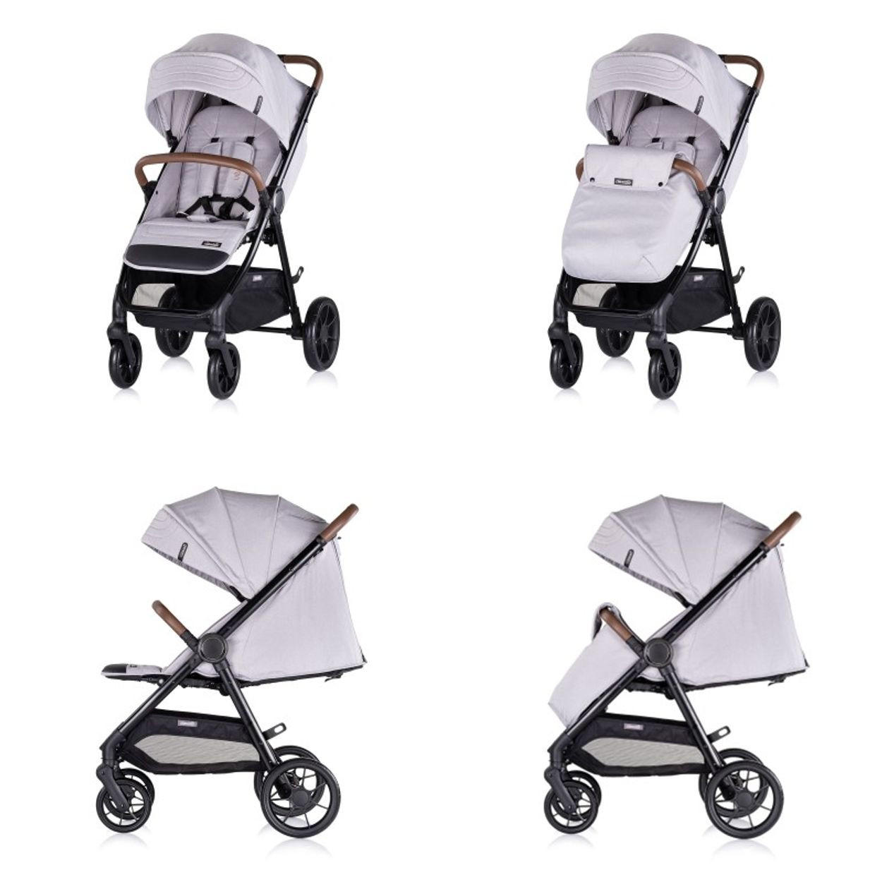 KINDERWAGEN Ultera grau klappbar Korb Federung Hinterradbremse Gurt - Grau, Metall (75/56/102cm) - Chipolino