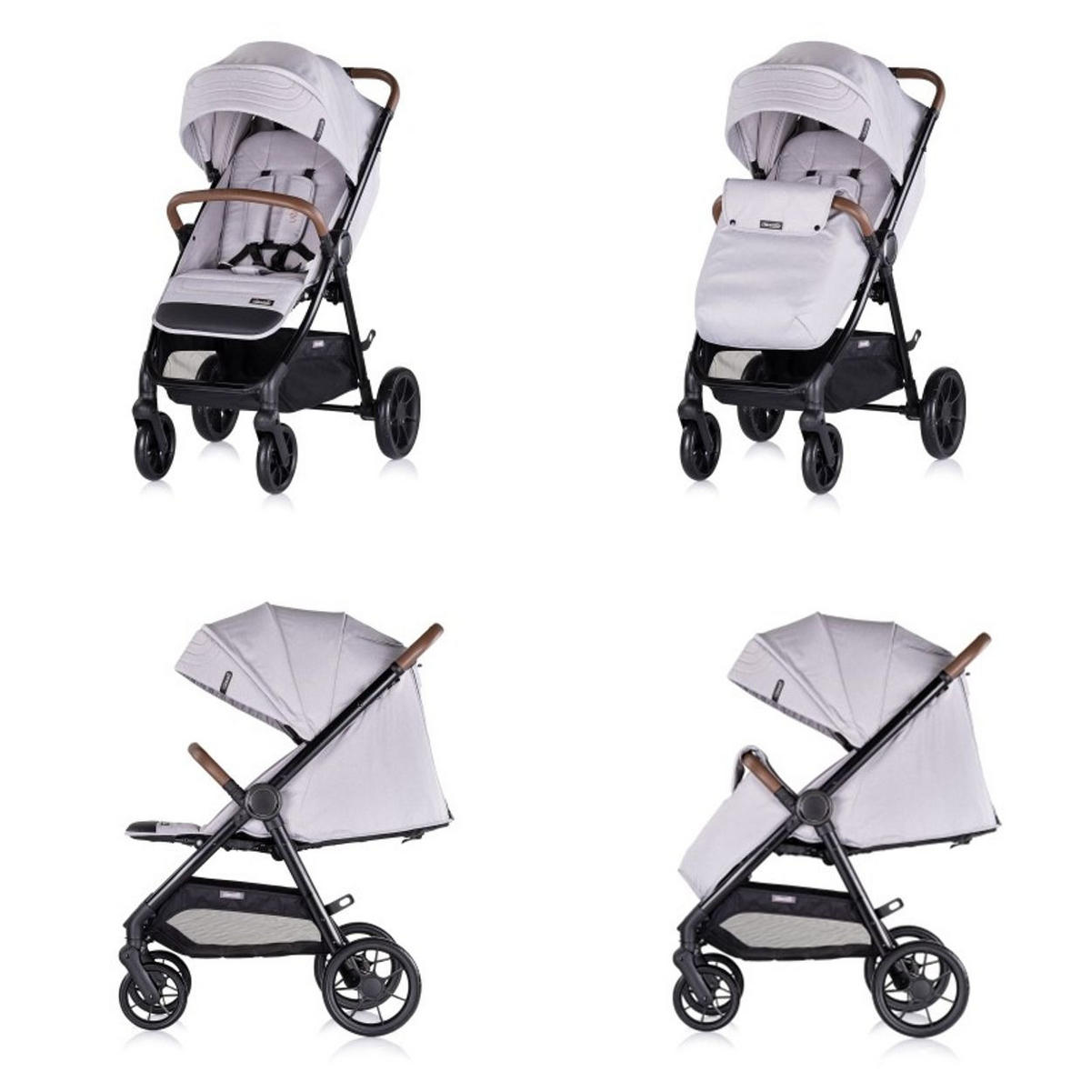KINDERWAGEN Ultera grau klappbar Korb Federung Hinterradbremse Gurt - Grau, Metall (75/56/102cm) - Chipolino