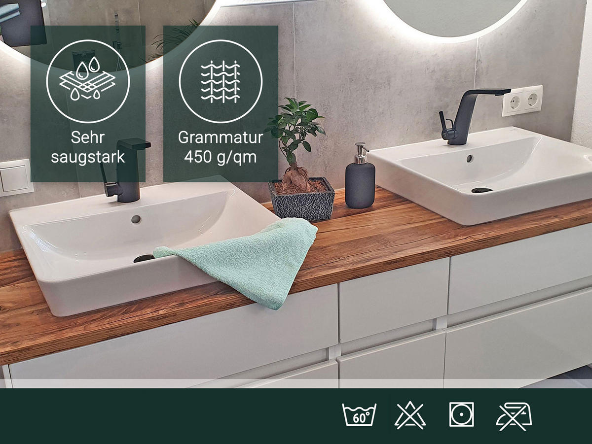 GÄSTETÜCHER, 10er-Set, 30x50 cm, 100% Baumwolle, Grün - Grün, Textil (30/50cm) - Zollner