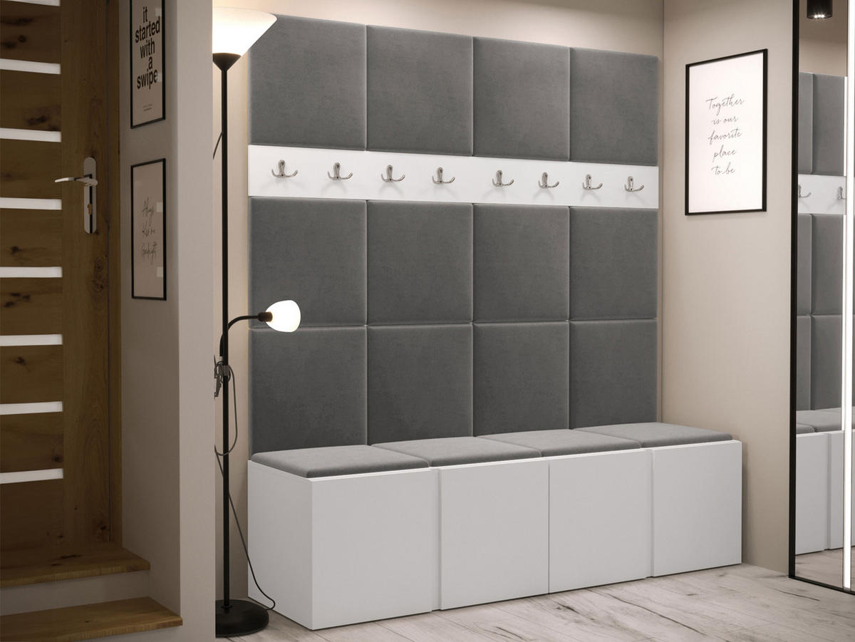 GARDEROBEN-SET Orion V - Weiß/Grau, Holzwerkstoff/Kunststoff (168/186/46cm) - MIRJAN24