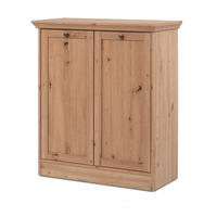 KOMMODE Eiche Artisan 80 cm Landhaus, Sideboard 2-türig - Eichefarben/Silberfarben, Holzwerkstoff/Metall (80/90/35cm) - Furn.Design