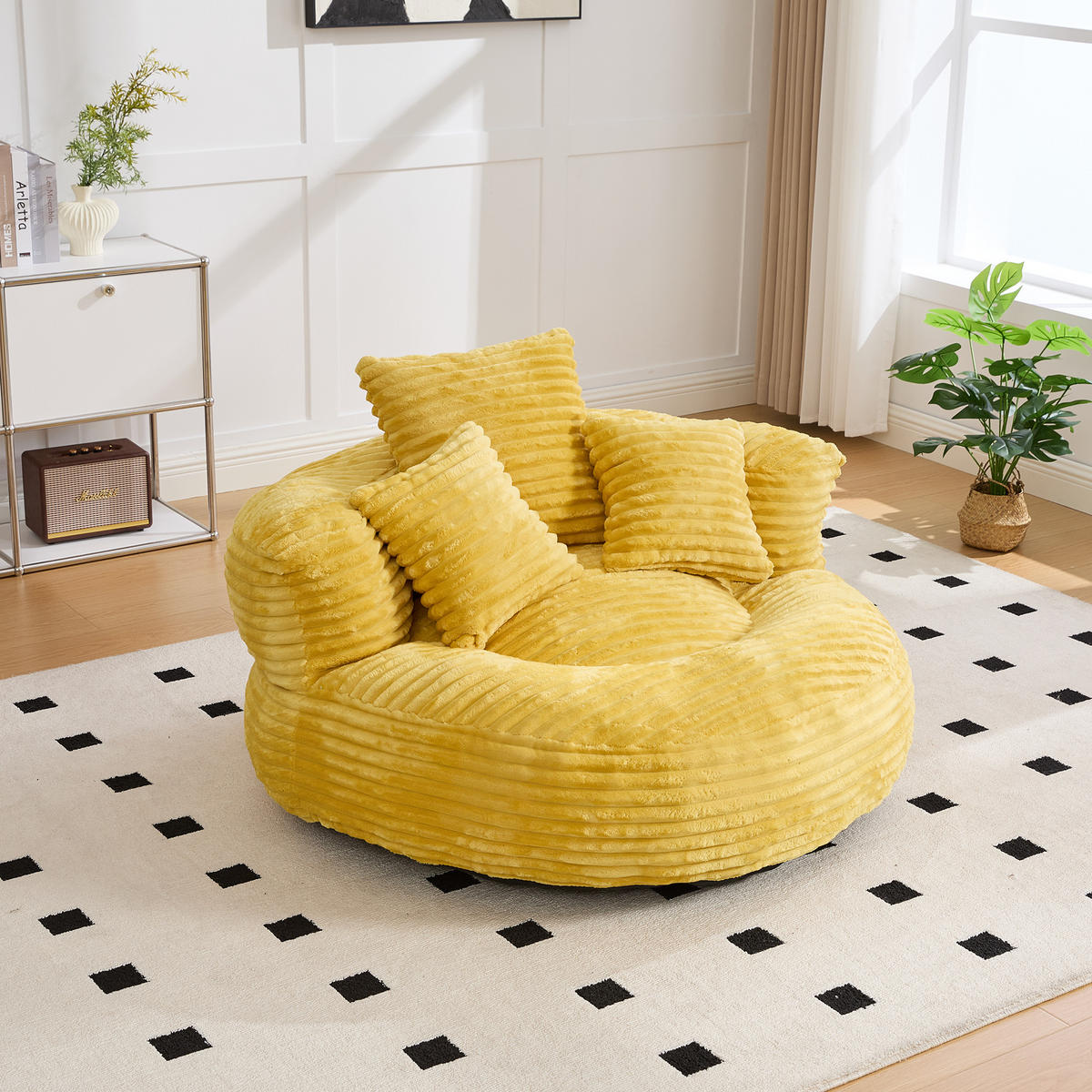 SITZSACK Cord Senfgelb mit Armlehnen - Gelb, Textil (108/52/108cm) - WISHDOR