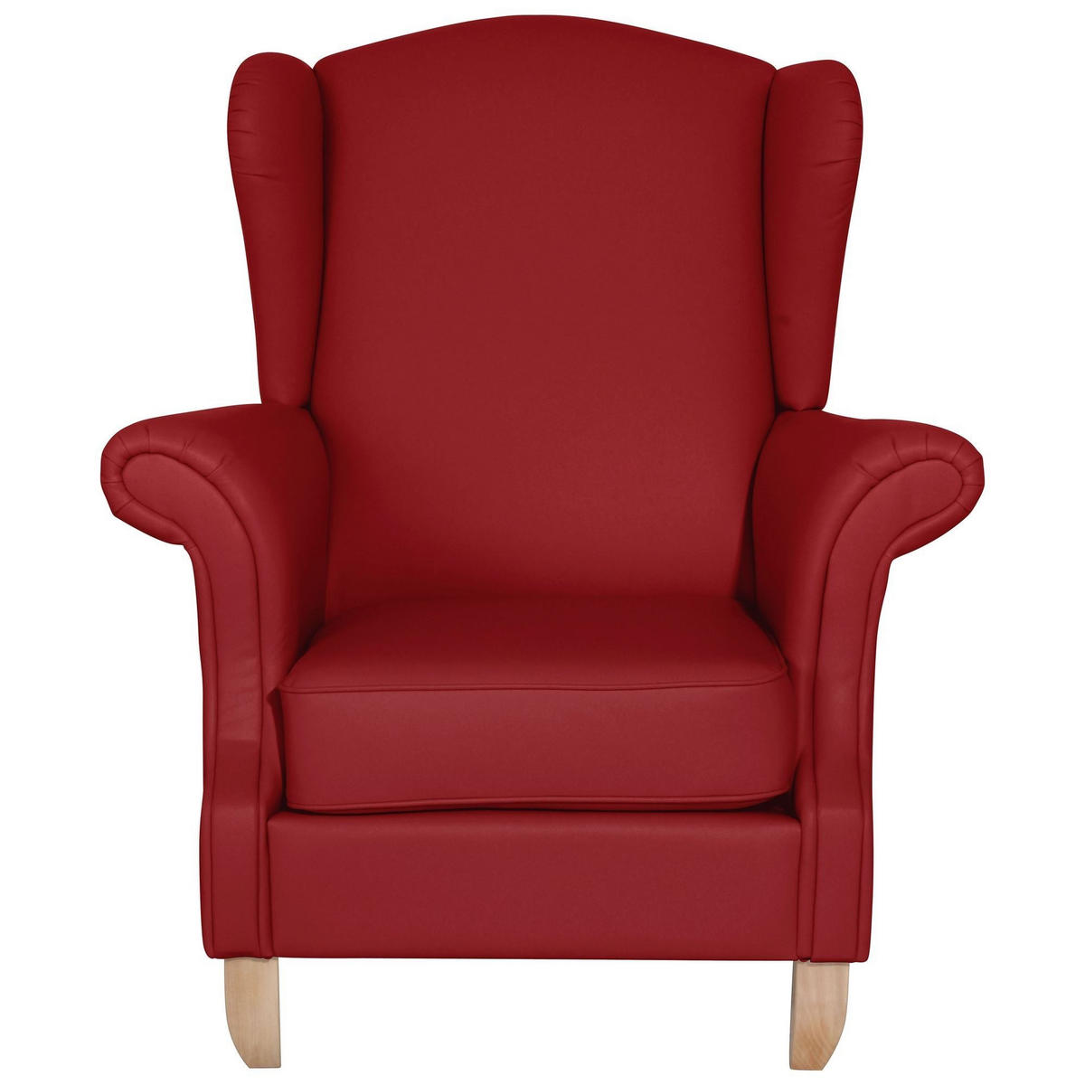 OHRENSESSEL Katria Bezug Kunstleder Buche natur / chili - Dunkelrot, Kunststoff (88/108/84cm) - 58aufmkessel