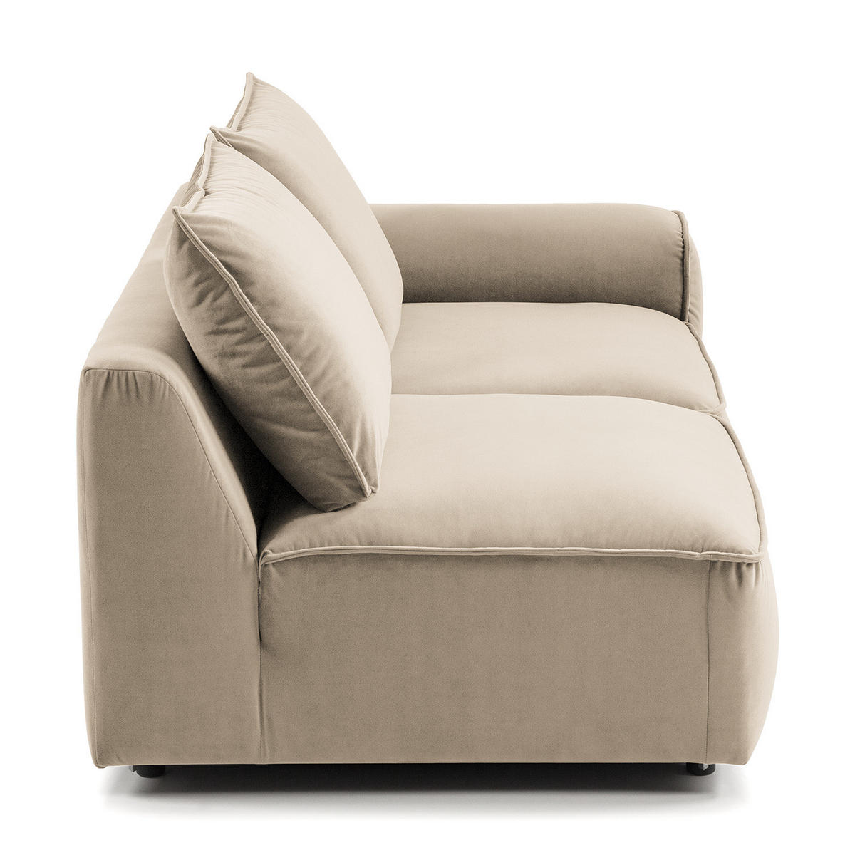 2,5-SITZER SOFA - modular - Beige/Schwarz, Holz/Kunststoff (189/80/99cm) - home24