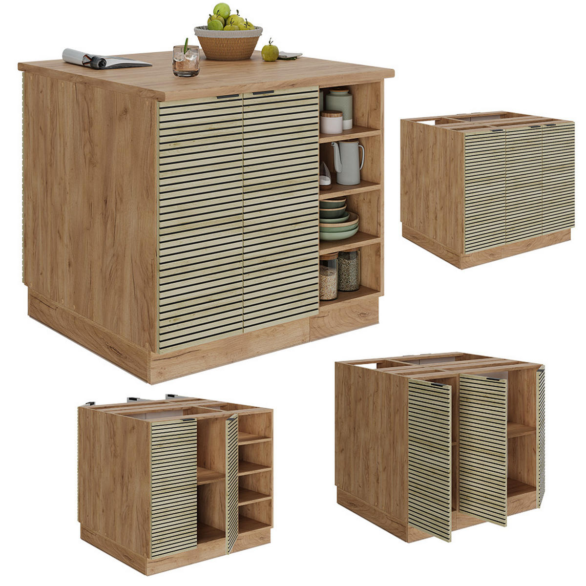 KUCHYŇSKÝ OSTROV Fame-Line Dubový panel - medově dubová/barva dubu, kompozitní dřevo (90/82/60cm) - Vicco