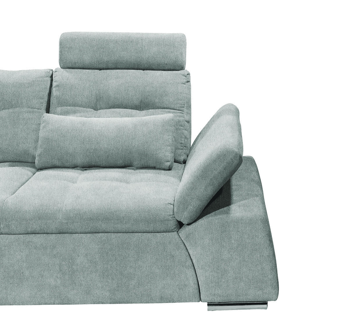 ECKSOFA mit Schlaffunktion, verstellbare Armlehne und Kopfstützen - Chromfarben/Blau, Textil (260/219cm) - ed exciting design