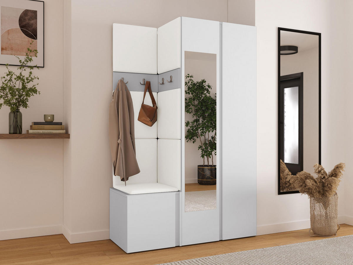 MOBILIER PENTRU HOL Orion XXVI - alb, material plastic/compozit lemnos (116/186/46cm) - MIRJAN24