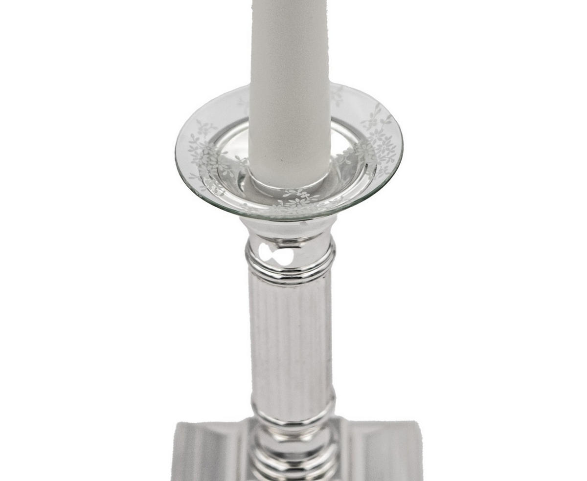 GLAS-KERZENMANSCHETTE (Bobeches) "Blütenzauber" für Kerzen bis Ø 25 mm - Transparent, Paraffin (7/0.2/7cm) - Holfeuer Crystal Design