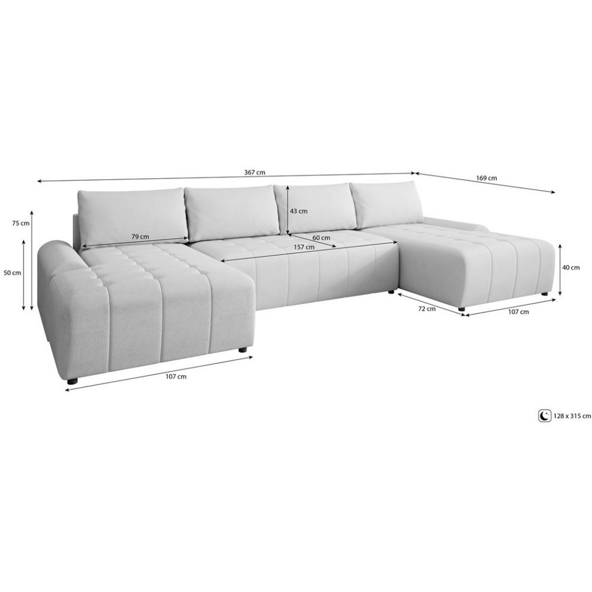 WOHNLANDSCHAFT Costa U Hellgrau - Silberfarben/Hellgrau, Kunststoff/Textil (367/80/169cm) - Beautysofa