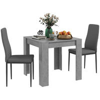 MODERNES Esszimmer-Set, quadratisch 80×80cm 3-teilig, grau - Grau, Leder (80/76/80cm) - Vallsero