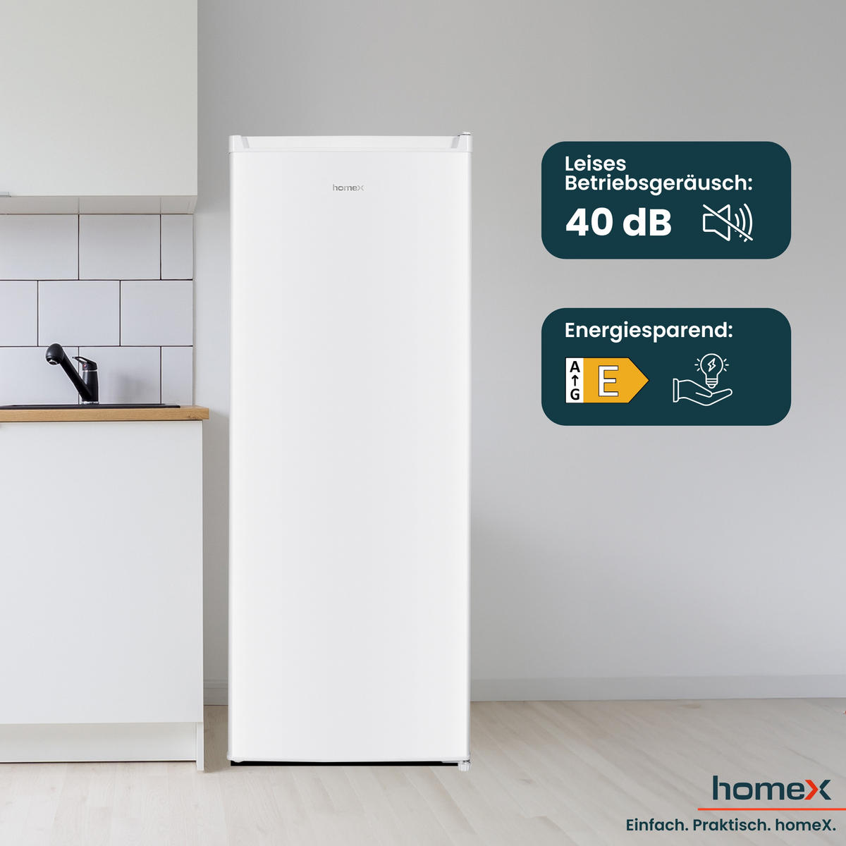 KÜHLSCHRANK ohne Gefrierfach groß - 242 Liter, freistehend, leise, weiß - Weiß, Kunststoff/Metall (54.4/142.6/55.6cm) - homeX