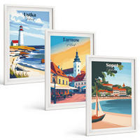 BILDER SET 3er Set - 40x60 cm Weißer Rahmen - Stadtansichten Ustka Tarnów Sopot - Weiß, Kunststoff (40/60cm) - TULUP