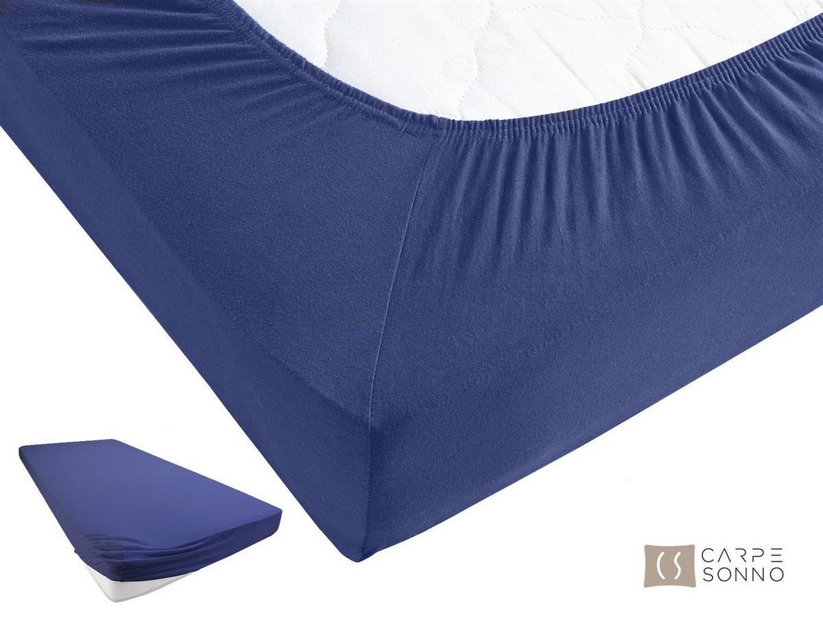 SPANNBETTLAKEN Heavy Jersey aus 100% Baumwolle, Bettlaken 160x200 Blau - Blau, Textil (160/200cm) - Carpe Sonno
