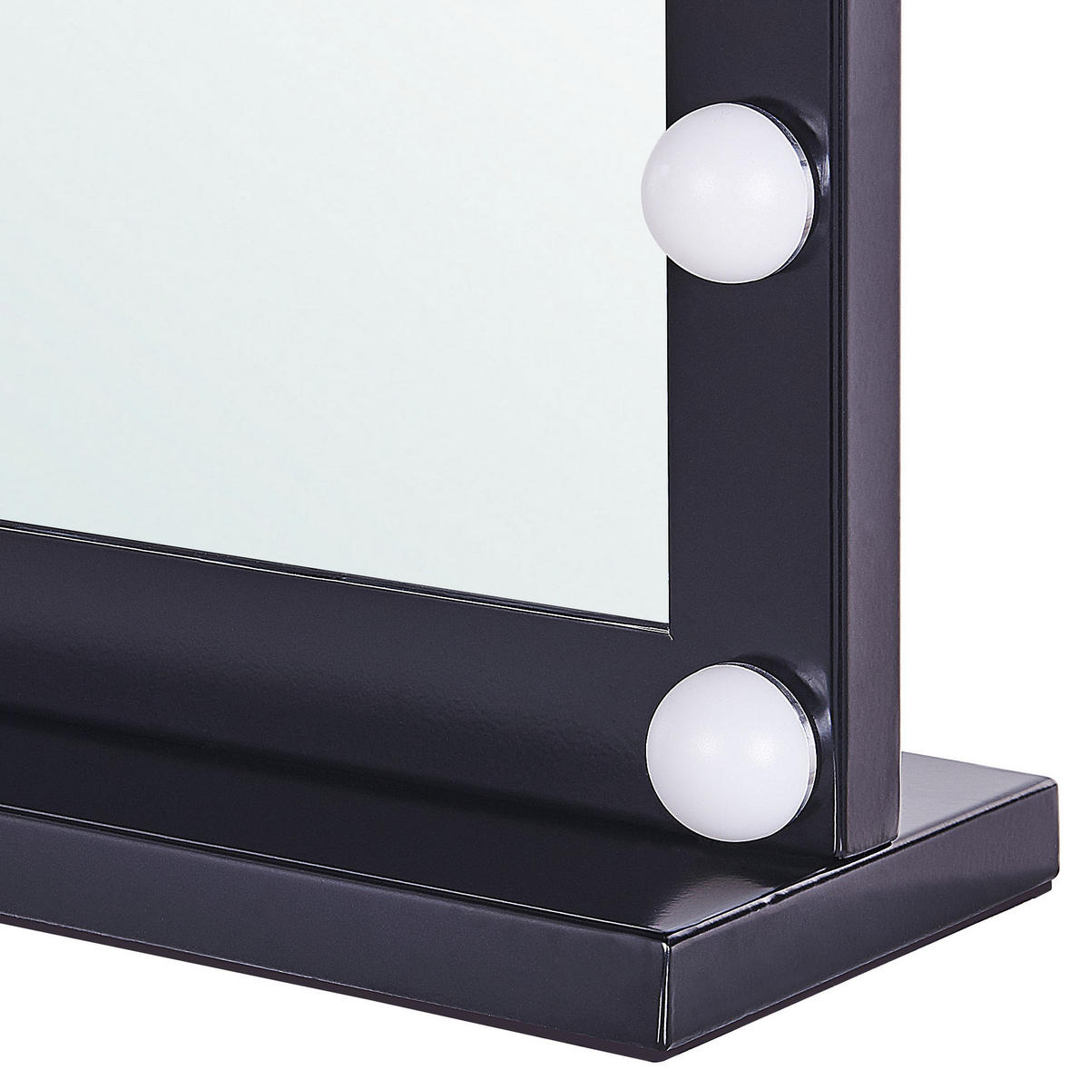 BADSPIEGEL mit LED-Beleuchtung schwarz rechteckig 50/60 cm Beauvoir - Schwarz, Metall (60/50/2cm) - Beliani