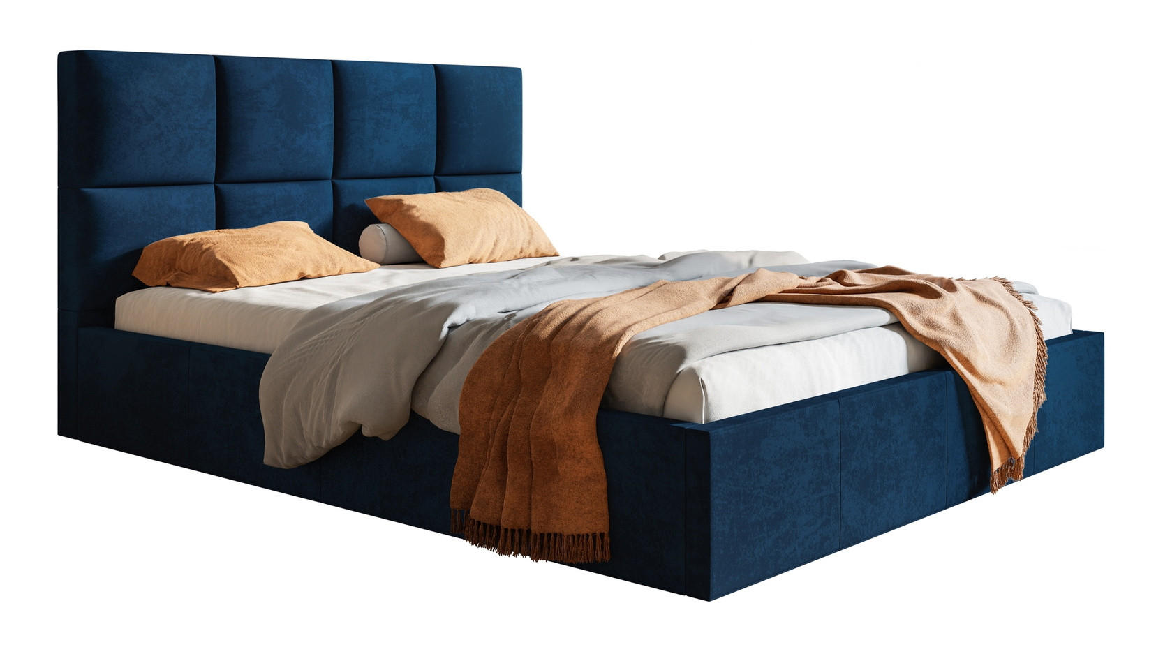 DOPPELBETT 160x200 mit Lattenrost Fado, Bettkasten, Samtstoff, Blau - Blau, Holz/Textil (160/200cm) - Emporius