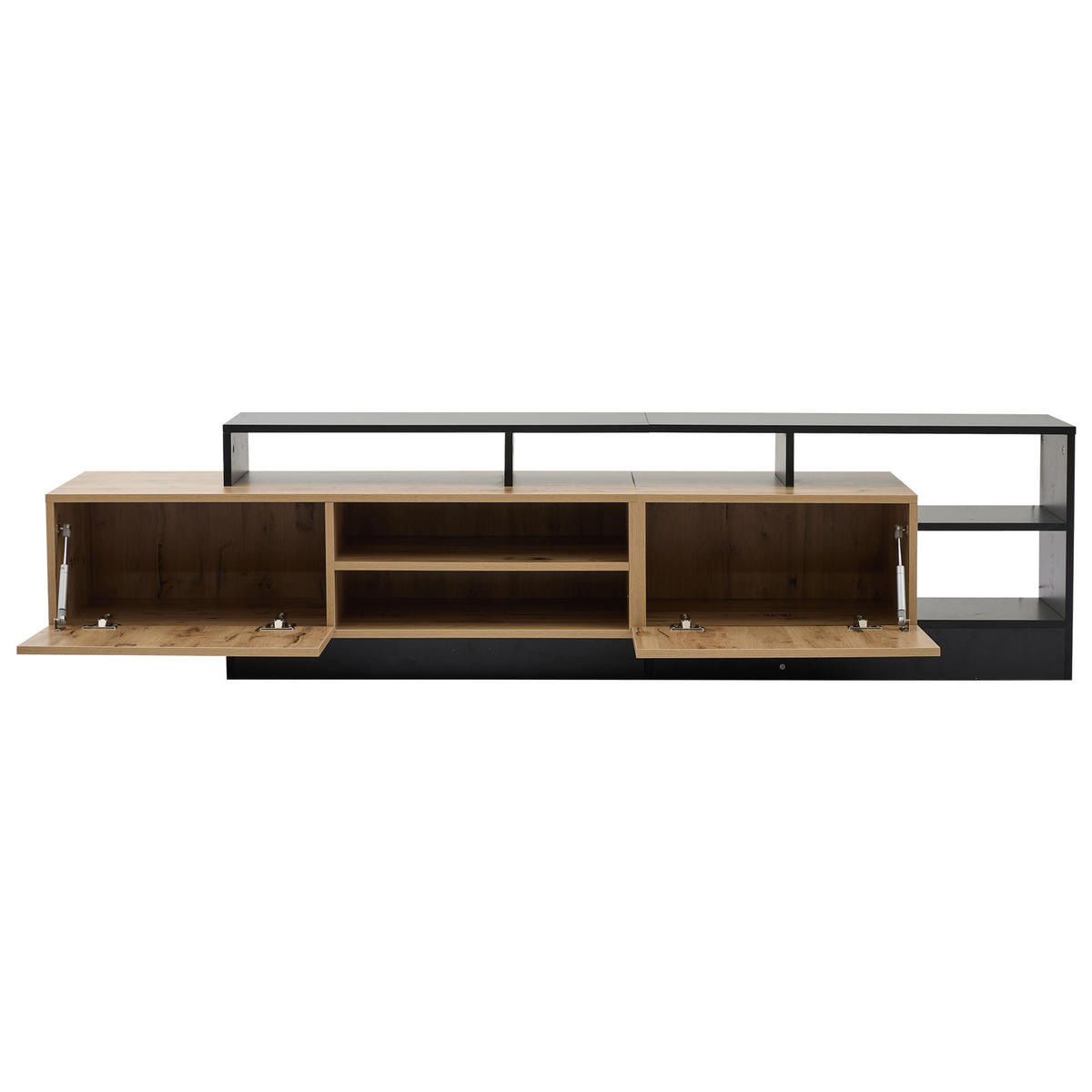 TV-ELEMENT 190/40/48.5 cm Schwarz + Eiche mit LED-Anzeigen - Schwarz, Holz (40/48.5/190cm) - Oxeza