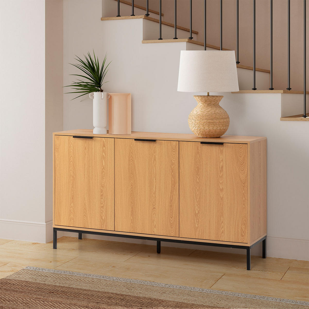 SIDEBOARD Auri 3 türen Eichenfarbe - Honigeiche, Holzwerkstoff (140/80/40cm)