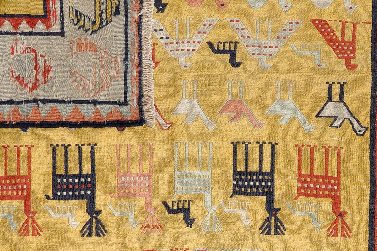KELIM-TEPPICH handgewebt Sumak Shahsavan Gelb 156/118 cm Schurwolle - Gelb, Textil (118/156cm) - Looma