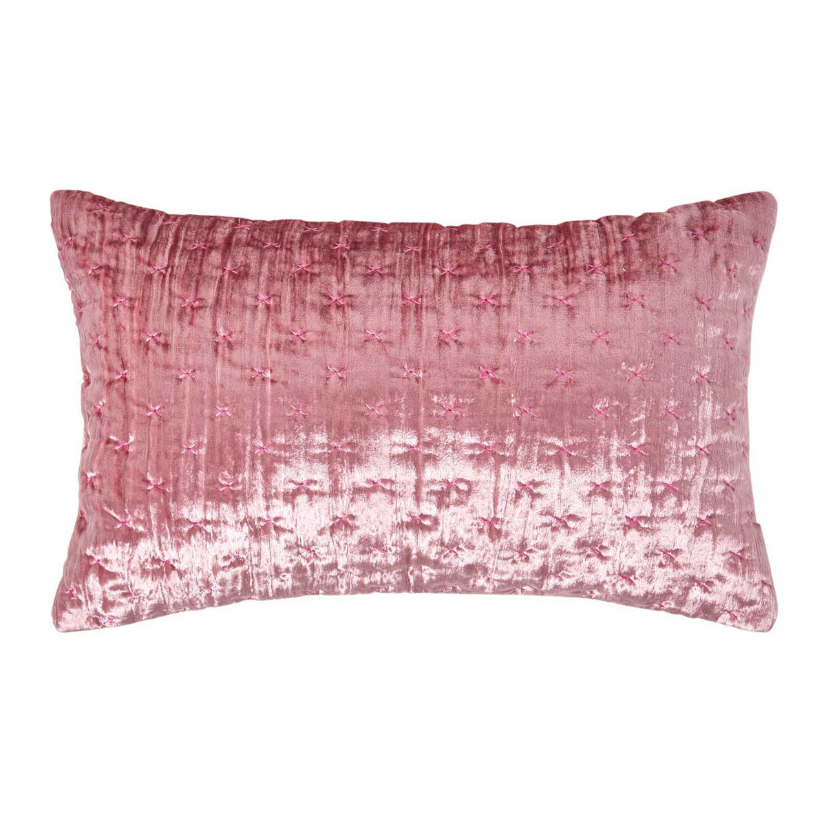 KISSENHÜLLE Pannesamt bestickt 30/50 cm - Altrosa, Textil (30/50cm) - Homescapes