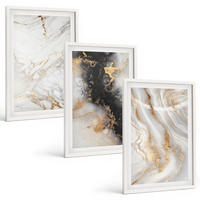 BILDER SET 3er Set - 40x60 cm Weißer Rahmen - Abstrakte weiß-schwarze Muster - Weiß, Kunststoff (40/60cm) - TULUP