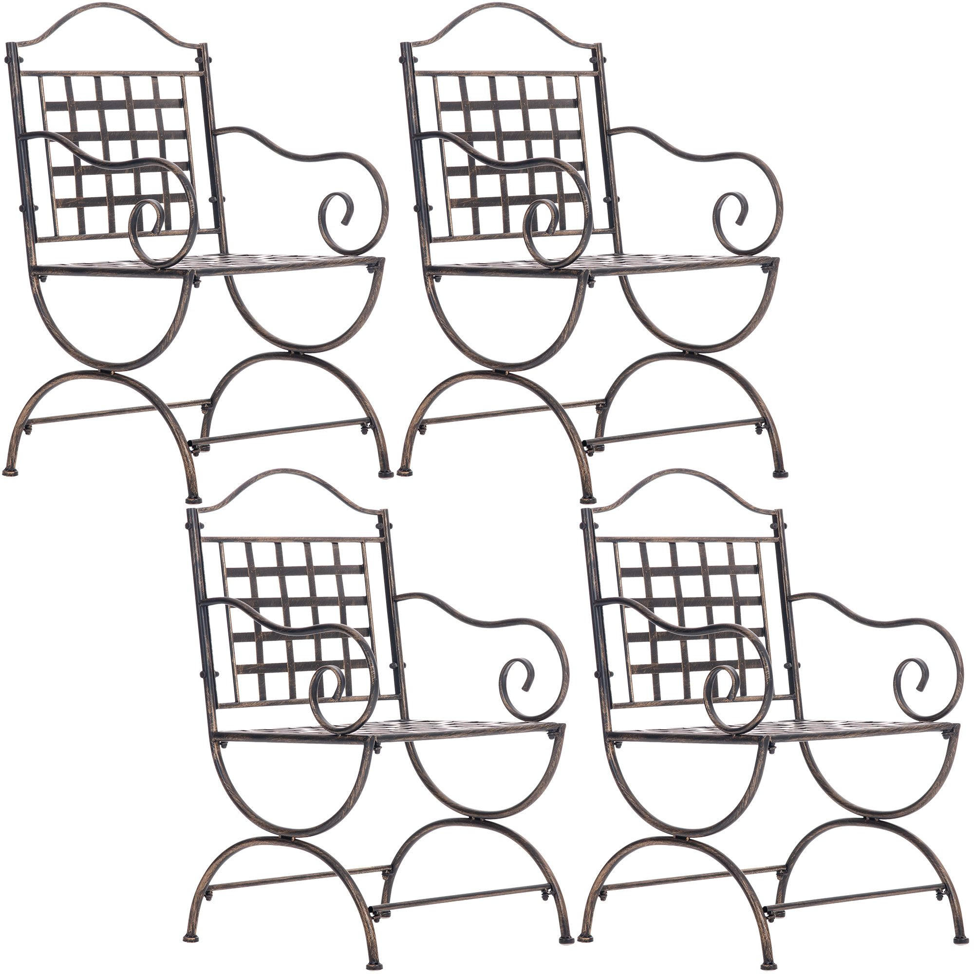 GARTENSTUHL 4er Set Metall Bronze - Bronzefarben, Metall (56/92/53cm) - CLP