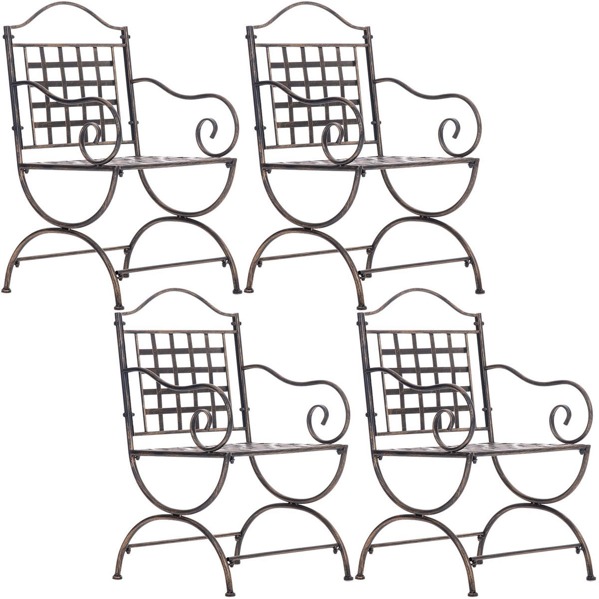 GARTENSTUHL 4er Set Metall bronze - Bronzefarben, Metall (56/92/53cm) - CLP