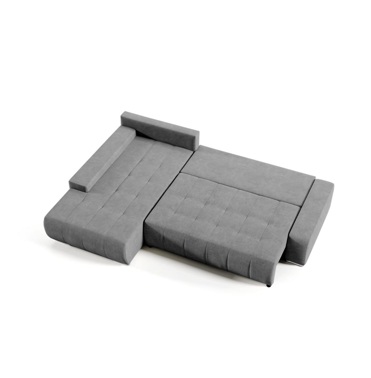 ECKSOFA mit Schlaffunktion Dhaka L, Grau - Grau, Textil (185/265cm) - Fedve