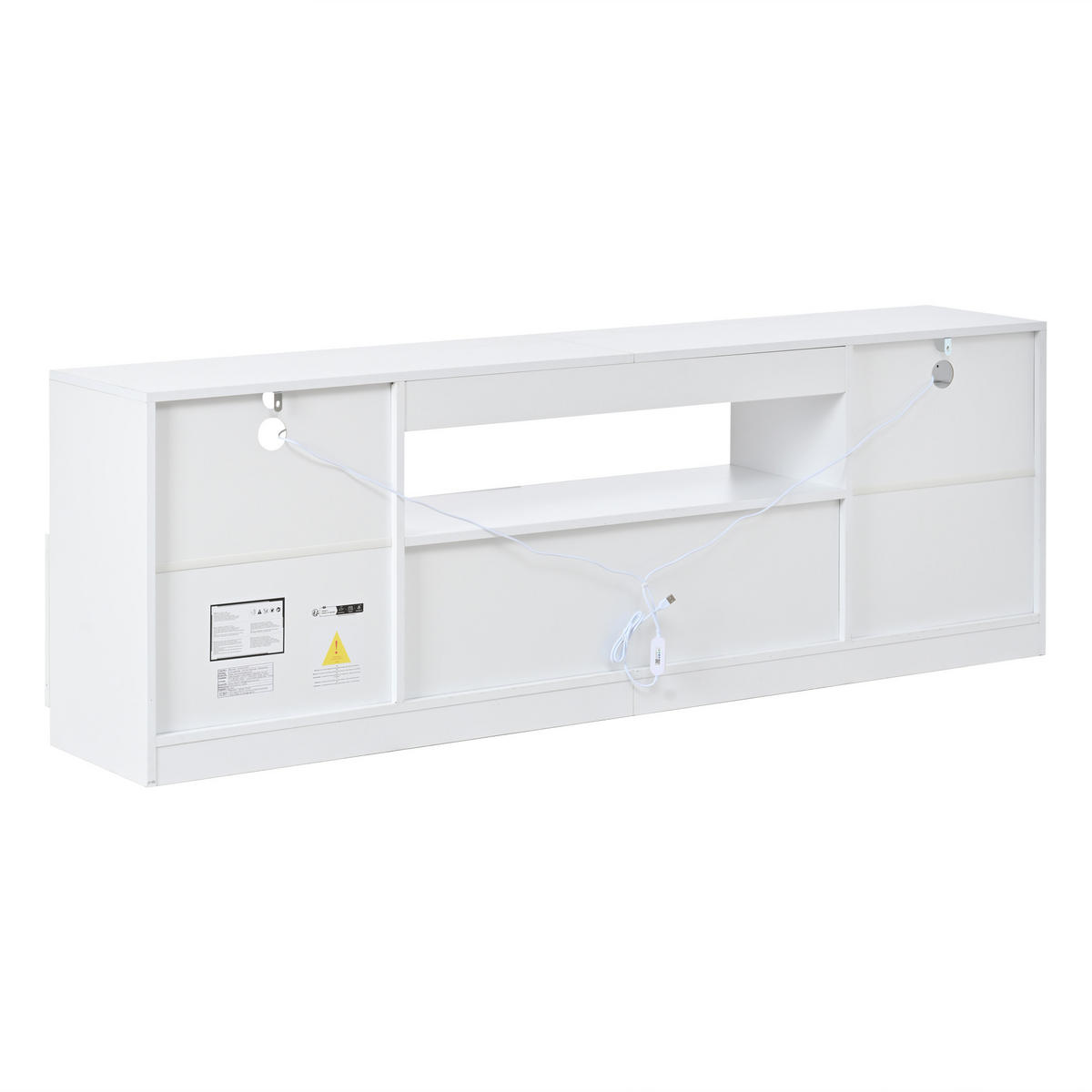 TV-ELEMENT 180/35/60 cm Hochglanz Weiß mit LED-Beleuchtung und 4 Türen - Weiß, Holzwerkstoff (35/60/180cm) - Korfee