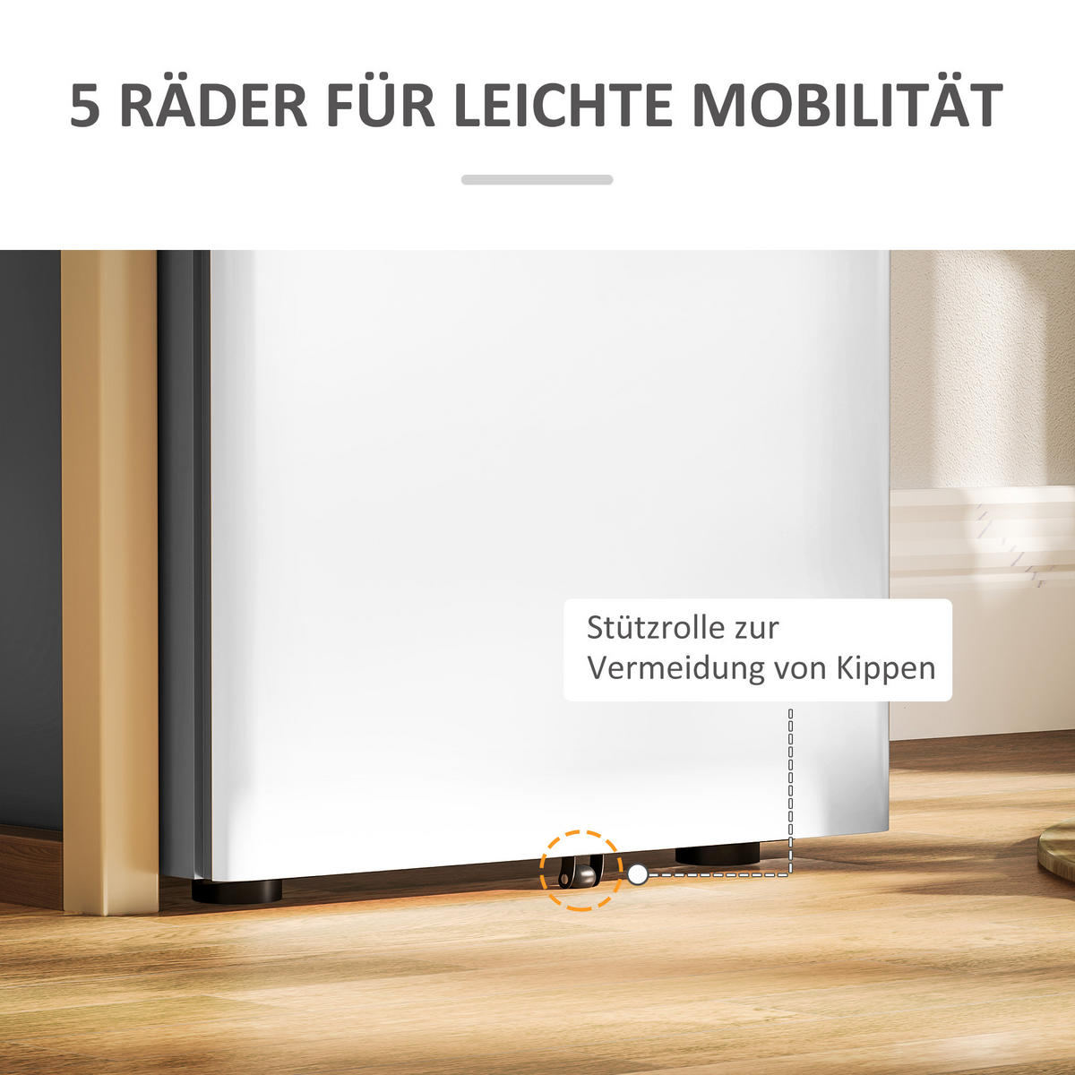 ROLLCONTAINER mit 3 Schubladen, 39 x 48 x 59 cm, Weiß+Grau - Multicolor, Metall (39/59/48cm) - Vinsetto