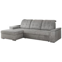 ECKSOFA MADRITO L - Hellgrau Velorus - Links - Silberfarben/Hellgrau, Textil/Metall (160/256cm)