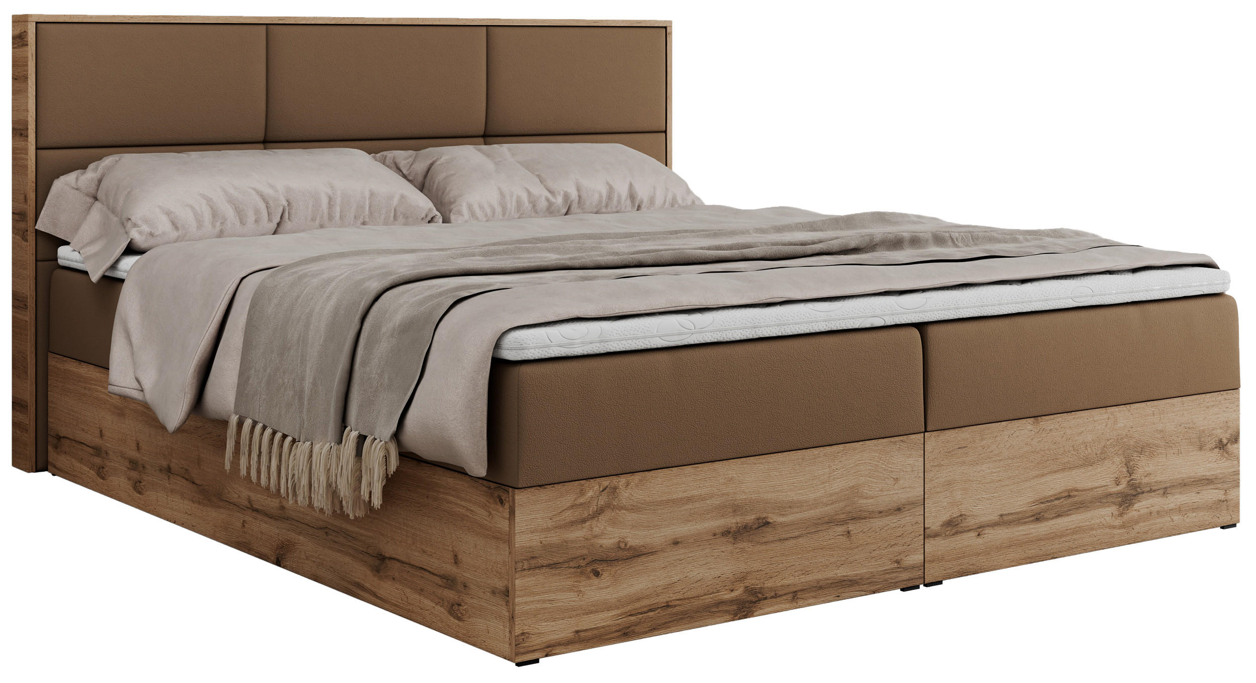 BOXBETT ALBERO 2 - 140/200 Braun Kunstleder - H3 - Braun, Holz/Textil (140/200cm) - MKS