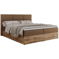 BOXBETT ALBERO 2 - 180/200 Braun Kunstleder - H3 - Braun, Holz/Textil (180/200cm) - MKS