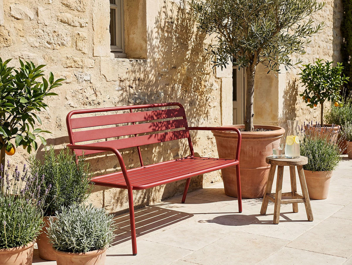 GARTENBANK - 2 -Sitzer - Stahl - rot - MIRMANDE - Rot, Metall - Vente-Unique