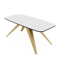 AUSZIEHTISCH FENTO 180/90/76 cm, Gold / Bianco (Weiß) - Perlmutt, Holzwerkstoff/Metall (90/180/76cm) - Idohome
