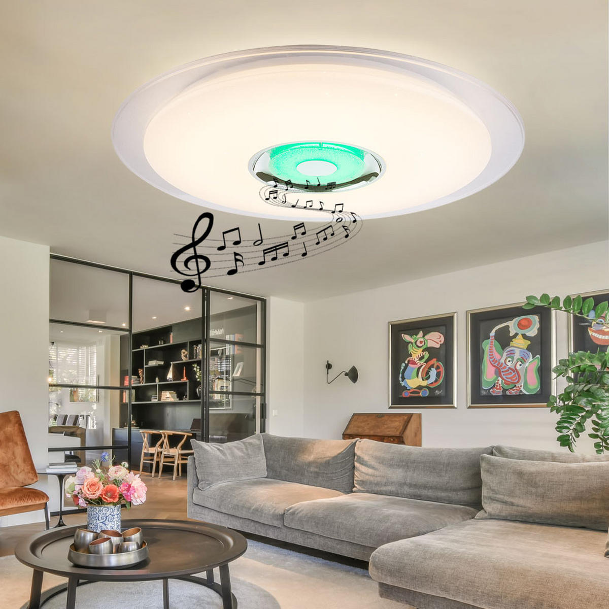 LED DECKENLEUCHTE Tune Silber Metall Acryl - Silberfarben, Metall (60/60/6.1cm) - Globo Lighting