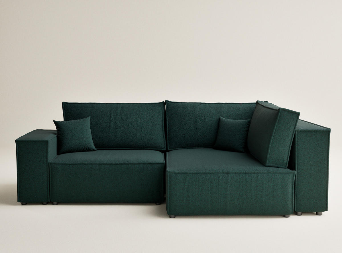 ECKSOFA MIT SCHLAFFUNKTION Tonga Grün Webstoff - Schwarz/Grün, Holz/Holzwerkstoff (255/105cm) - Maison de Reve