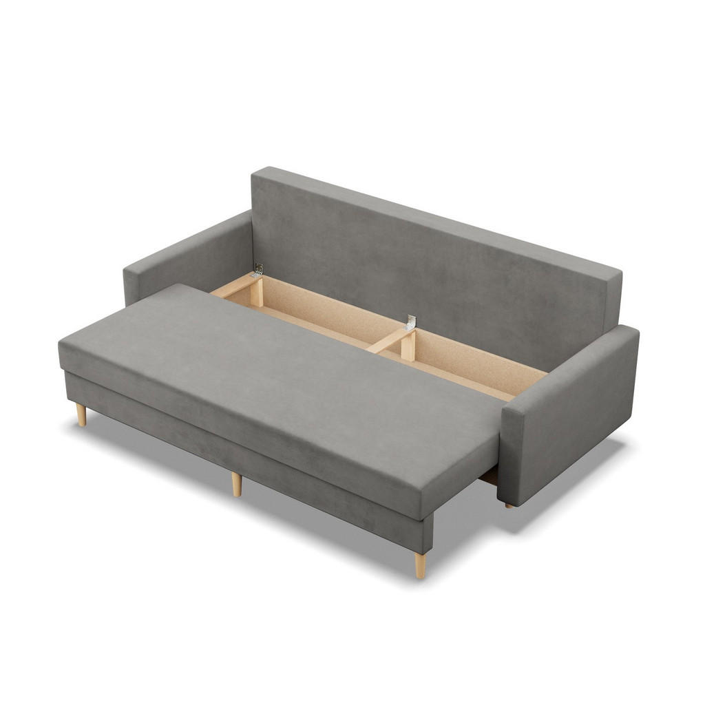 Thumbnail - Mebligo Sofa, Hellgrau, Textil, 3-Sitzer, Rechteckig, 212x92x92 cm, Wohnzimmer, Sofas & Couches, Sofas, 3-Sitzer Sofas