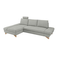 ECKSOFA hellgrau Velours, Wohnzimmer Sofa - Hellgrau, Holz/Textil (166/284cm) - Furn.Design