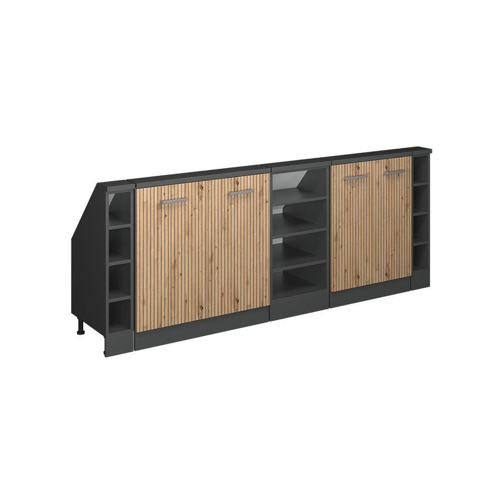 Vicco Küchenschrank Eiche Artisan, Anthrazit 210x83.8x46 cm
