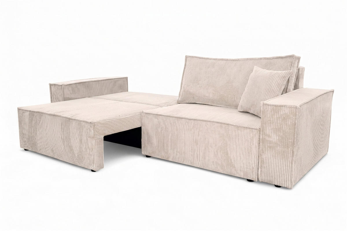SOFA Mit Schlaffunktion Und Bettkasten, Cordstoff Poso, Beige, BEST SCORNER - Creme, Holz (245/83/90cm) - Kaiser Möbel